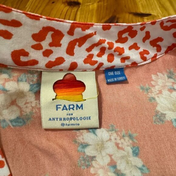 Anthropologie x Farm Rio Red Coral Floral Kimono Style Top SZ OSFA - Picture 4 of 9
